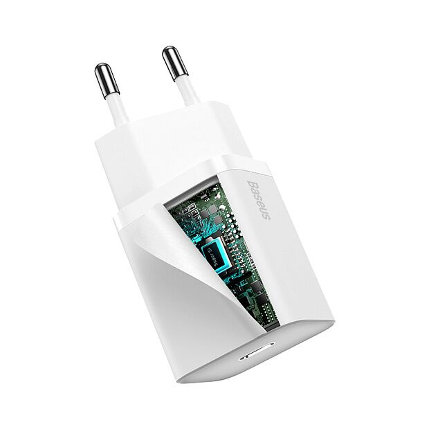 Зарядное устройство BASEUS Super Si USB-C  Кабель Type-C-Lightning, 3A, 20W, белый - 3