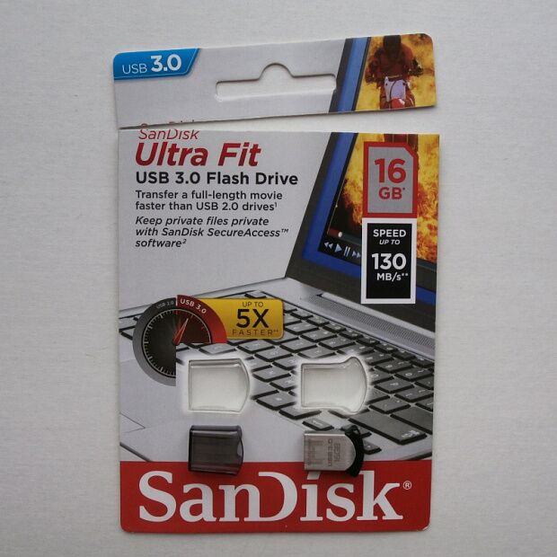 Флеш-накопитель SanDisk Ultra Fit USB 3.1 16GB - Small Form Factor Plug & Stay Hi-Speed USB Drive - 5