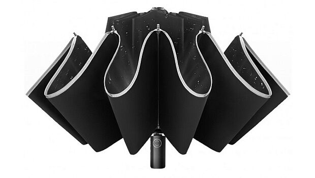 Зонт с фонариком Zuodu Reverse Folding Umbrella (Black) - 4