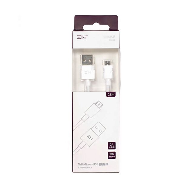 Кабель ZMI USB/Micro USB 80 см 2.1A  ZSH01 (White) - 3