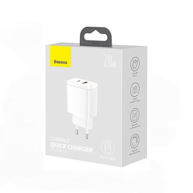 Зарядное устройство BASEUS Compact Quick Charger USBType-C, 3A, 20W, белый - 3