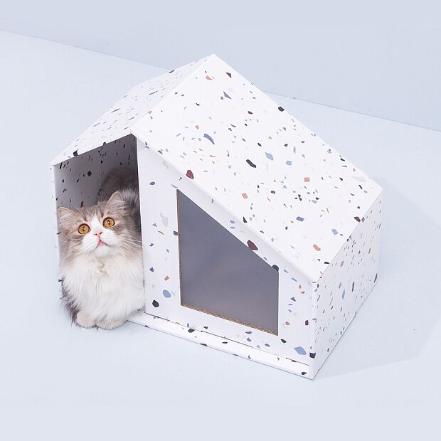 Furrytail Tail Life Hut Cat Scratch Board Max (White) - 2