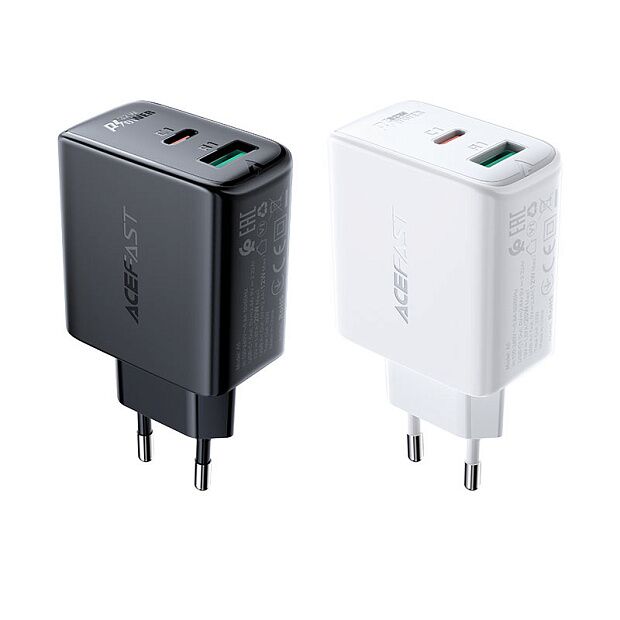 Сетевое зарядное устройство ACEFAST A5 PD32W (Type-C  USB) Dual Port Charger EU (White) - 3