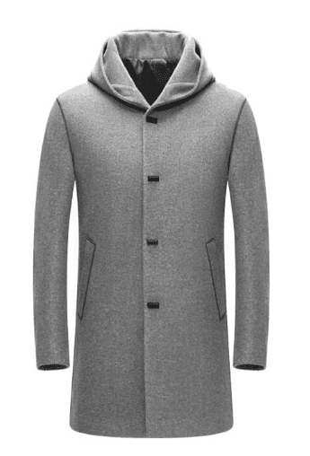 Пальто SunshineJob Men's Wool Blend Urban Casual Hooded Coat (Grey/Серый) 