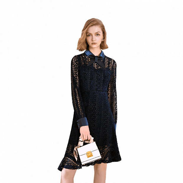 Платье Xiaomi Lucy Lander PU Patched Waist Lace Dress (Black/Черный) 