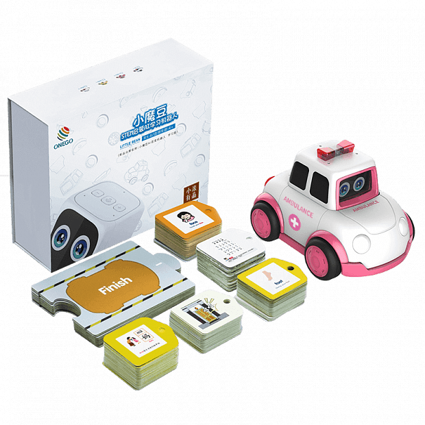 Детский игровой набор (машина и карточки) Onego Magic Bean Robot Police Car Set (Pink/Розовый 