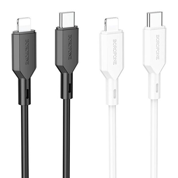 USB-C кабель BOROFONE BX70 Lightning 8-pin, 3A, PD20W, 1м, PVC (белый) - 3