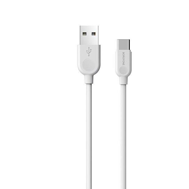 USB кабель BOROFONE BX14 LinkJet Type-C, 1м, 3A, PVC (белый) - 1