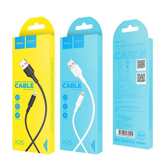 USB кабель HOCO X25 Soarer Lightning 8-pin, 1м, PVC (белый) - 5