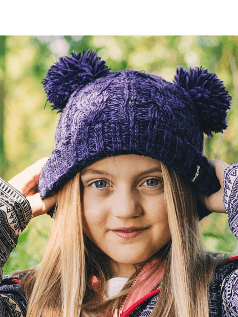Детская водонепроницаемая шапка DexShell DH572 с помпонами фиолетовая, DH572PP - 3
